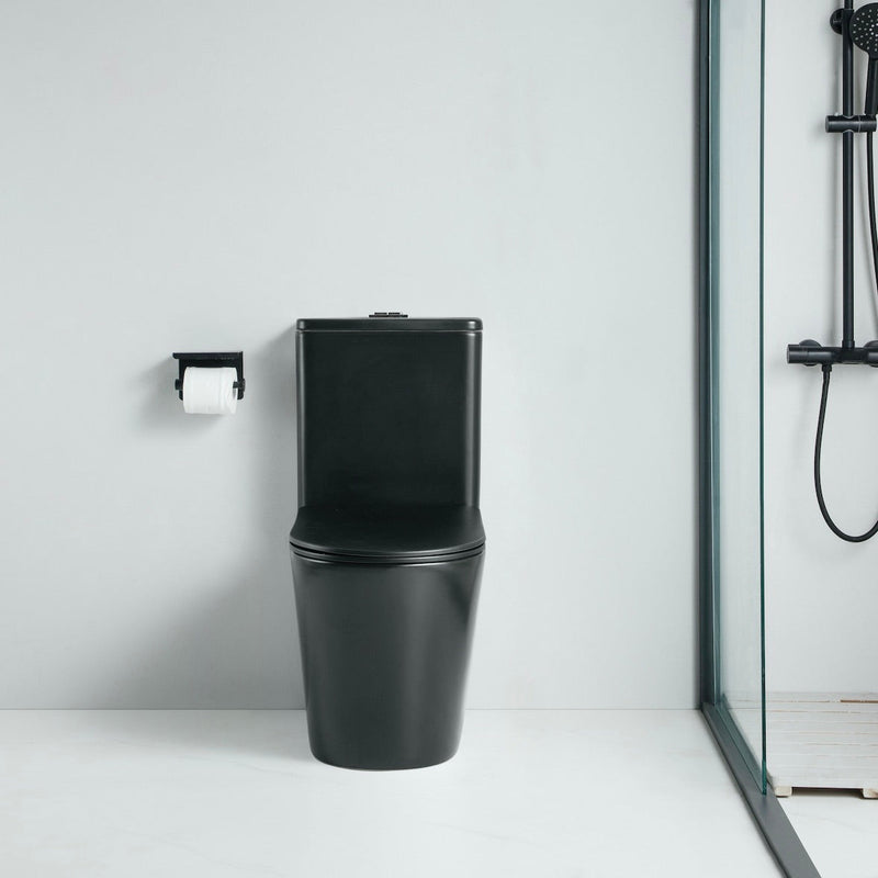 Sanitario WC a terra di stile design CIPOLI in ceramica, nero opaco - Mondo del Bagno