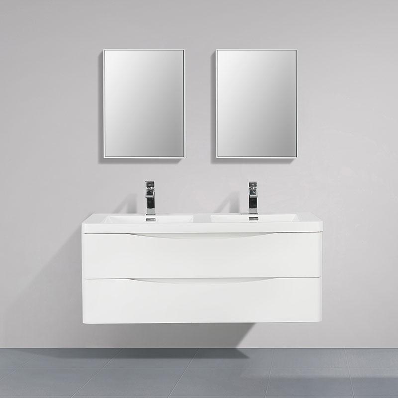 Mobile bagno doppio lavabo design PIACENZA larghezza 120 cm - laccato bianco