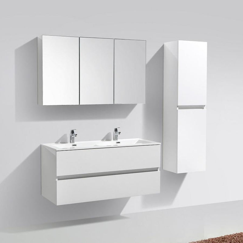 Armadio de toilette bloco specchio SIENA larghezza 120 cm, bianco Lacato é - Il Mondo del Bagno
