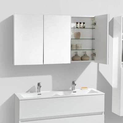 Armadio de toilette bloco specchio SIENA larghezza 120 cm, bianco Lacato é - Il Mondo del Bagno