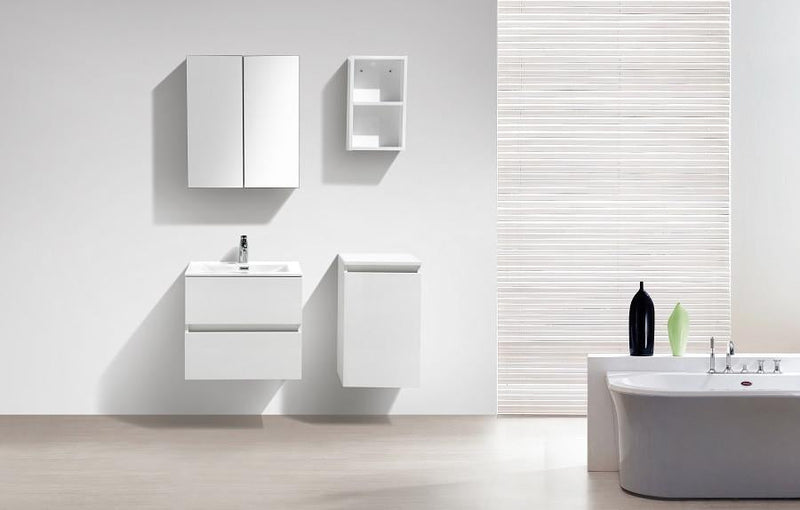 Armadio de toilette bloco specchio SIENA larghezza 60 cm, bianco Lacato é - Il Mondo del Bagno