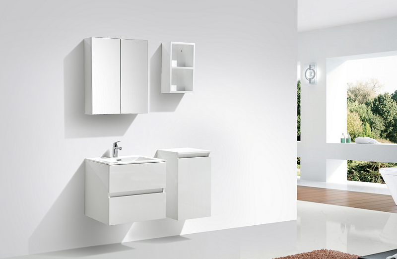 Armadio de toilette bloco specchio SIENA larghezza 60 cm, bianco Lacato é - Il Mondo del Bagno