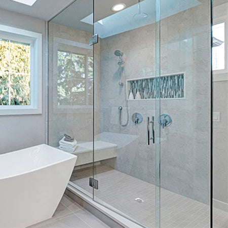 Piatto doccia piastrellabile COMPACTBORD 4 pendenze con tappetino impermeabile e scarico ultrapiatto - Mondo del Bagno