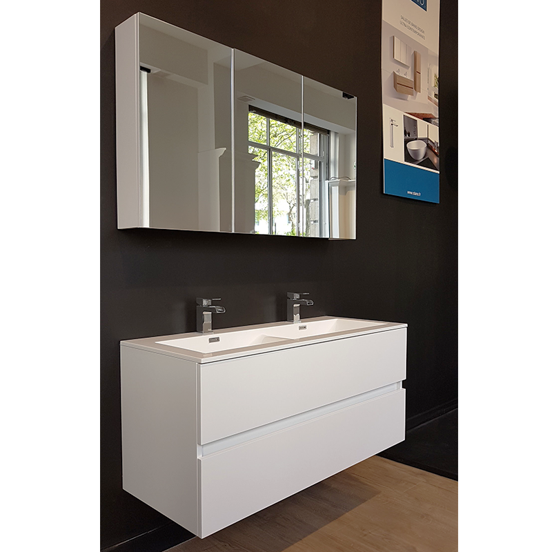 Armadio de toilette bloco specchio SIENA larghezza 120 cm, bianco Lacato é - Il Mondo del Bagno