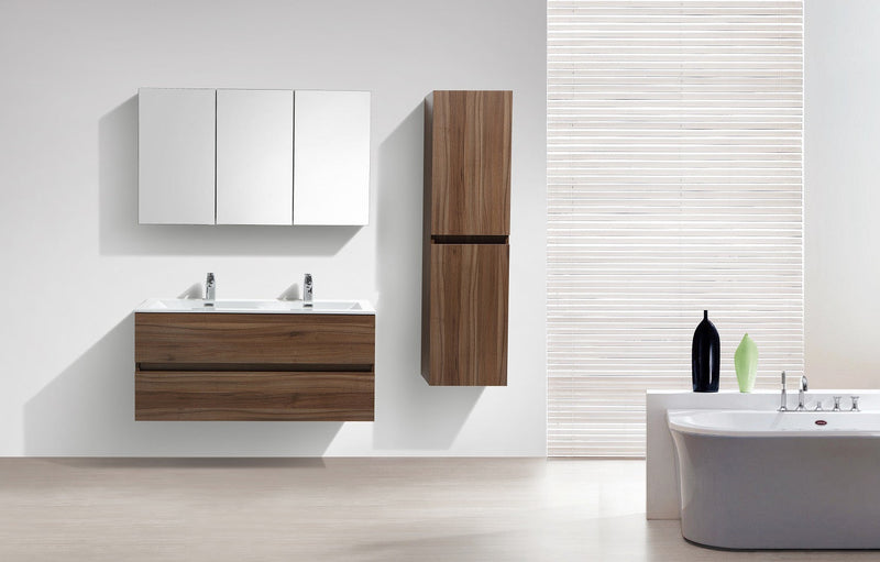 Meuble salle de bain design double vasque SIENA largeur 120 cm, noyer - Le Monde du Bain
