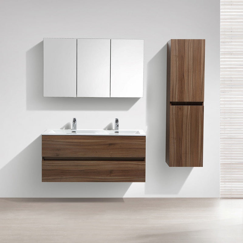 Meuble salle de bain design double vasque SIENA largeur 120 cm, noyer - Le Monde du Bain