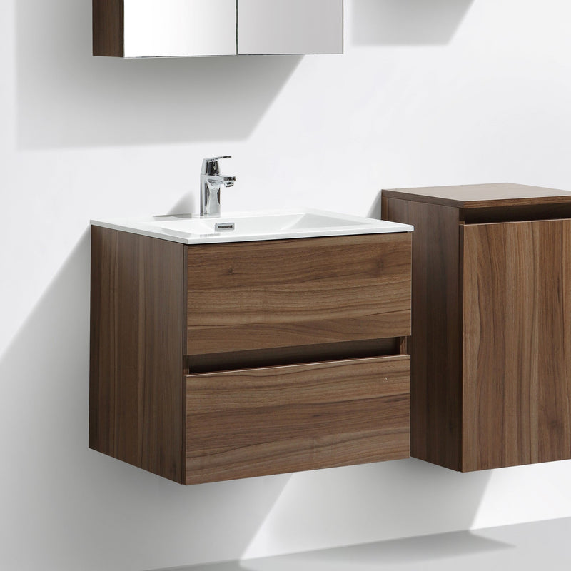 Meuble salle de bain design simple vasque SIENA largeur 60 cm, noyer - Le Monde du Bain