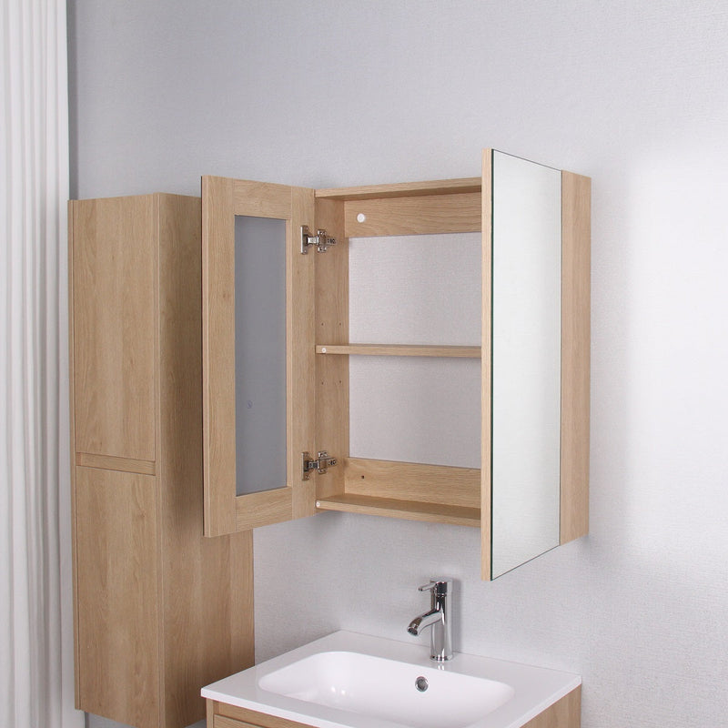 Armadietto da bagno a specchio FORTINA 60 cm - rovere chiaro