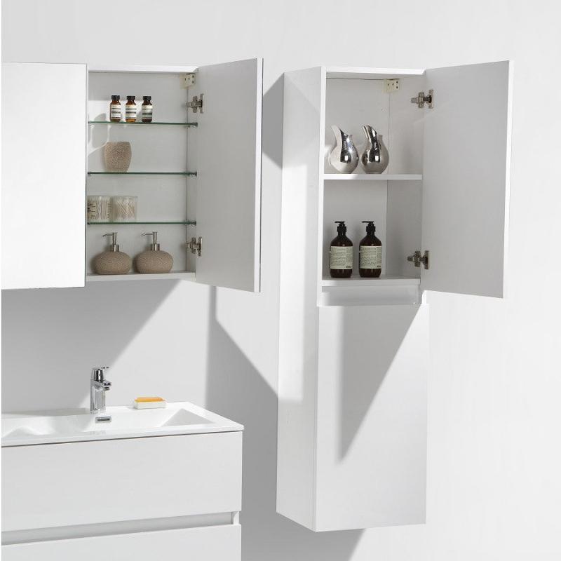 Grande armoire de rangement SIENA hauteur 150 cm, blanc laqué - Le Monde du Bain