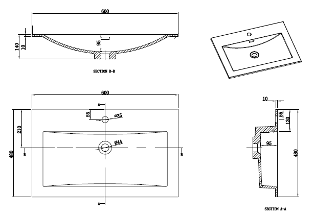 Meuble salle de bain design simple vasque SIENA largeur 60 cm, noyer - Le Monde du Bain