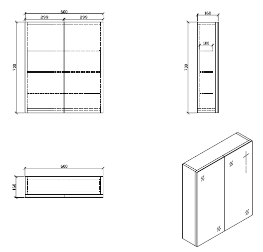 Armoire de toilette bloc-miroir SIENA largeur 60 cm, noyer - Le Monde du Bain