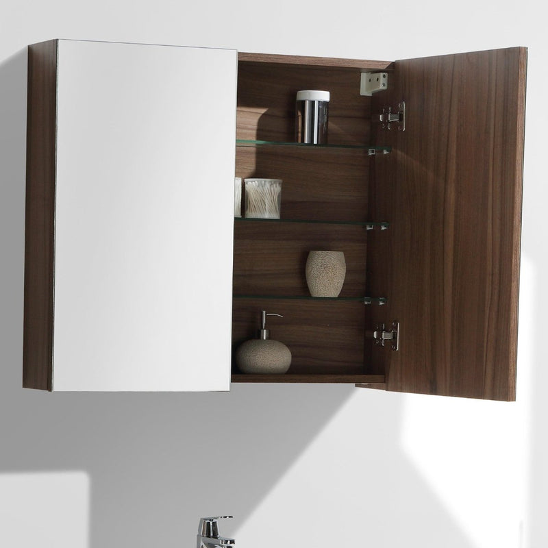 Armoire de toilette bloc-miroir SIENA largeur 80 cm, noyer - Le Monde du Bain
