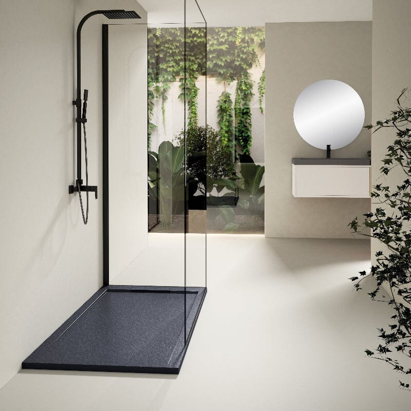 Piatto doccia ultrasottile LUX in resina finitura ardesia antracite - Mondo del bagno