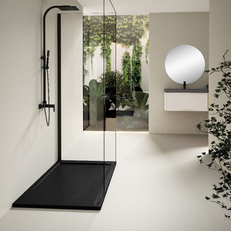 Piatto doccia ultrasottile LUX in resina finitura ardesia nera - Mondo del bagno