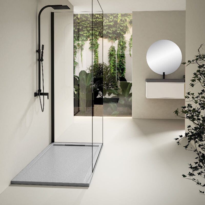 Piatto doccia ultrasottile LUX in resina finitura ardesia grigio