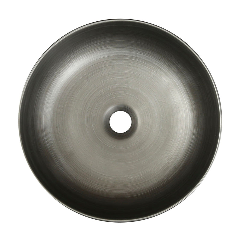 Vue de dessus Vasque à poser ovale en céramique SILVER gris métal brossé