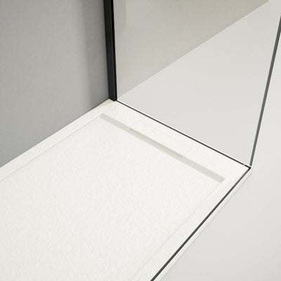 Piatto doccia ultrasottile LUX in resina finitura ardesia bianco