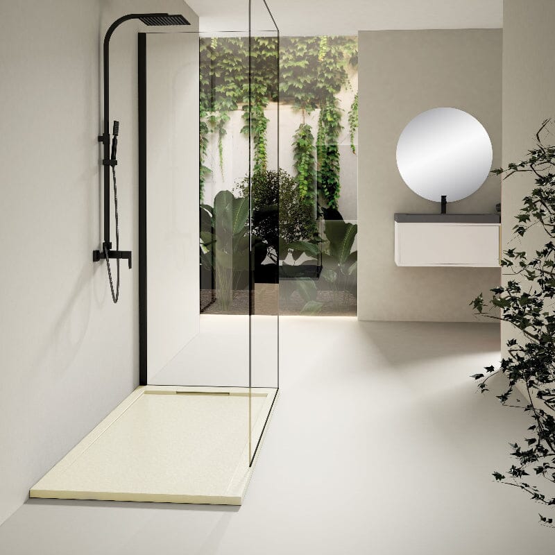 Piatto doccia ultrasottile LUX in resina finitura ardesia beige