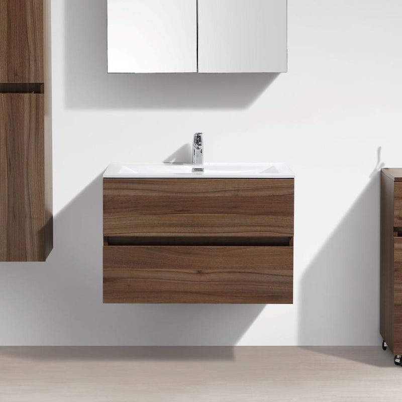 Meuble salle de bain design simple vasque SIENA largeur 80 cm, noyer - Le Monde du Bain