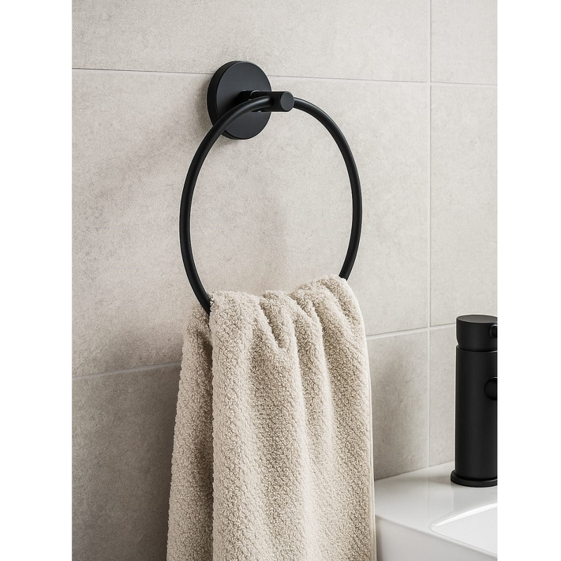 Anneau porte-serviette CIRCLE noir mat