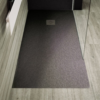 Piatto doccia ultrasottile PURE resina finitura ardesia antracite- Mondo del Bagno