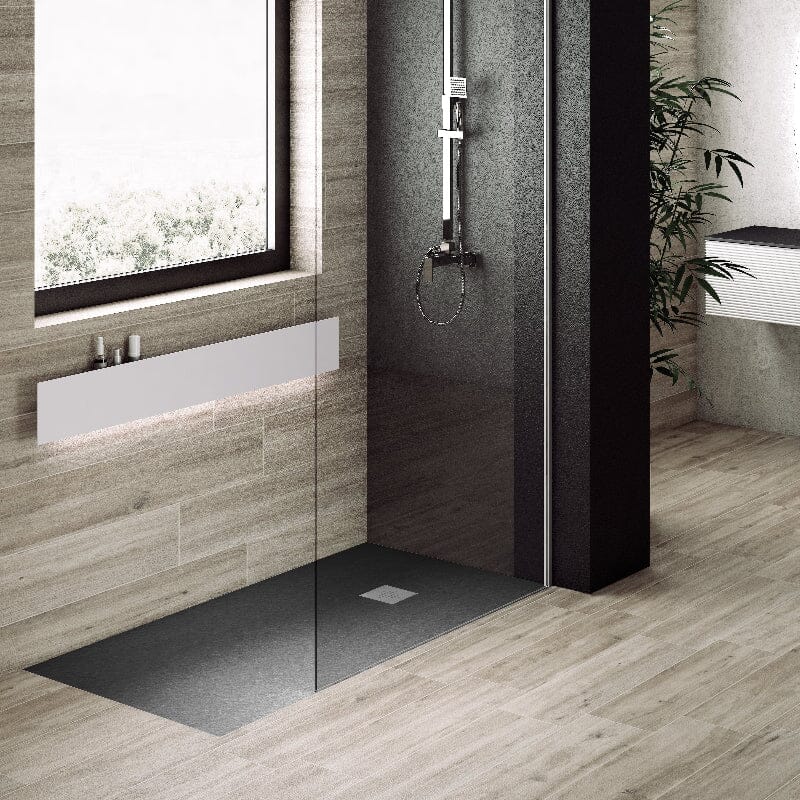 Piatto doccia ultrasottile PURE resina finitura ardesia antracite- Mondo del Bagno