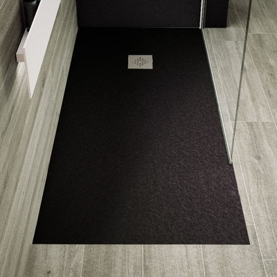 Piatto doccia ultrasottile PURE resina finitura ardesia nero- Mondo del Bagno