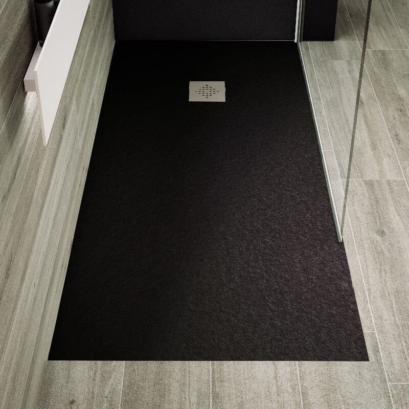 Piatto doccia ultrasottile PURE resina finitura ardesia nero- Mondo del Bagno