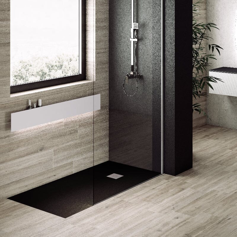 Piatto doccia ultrasottile PURE resina finitura ardesia nero- Mondo del Bagno