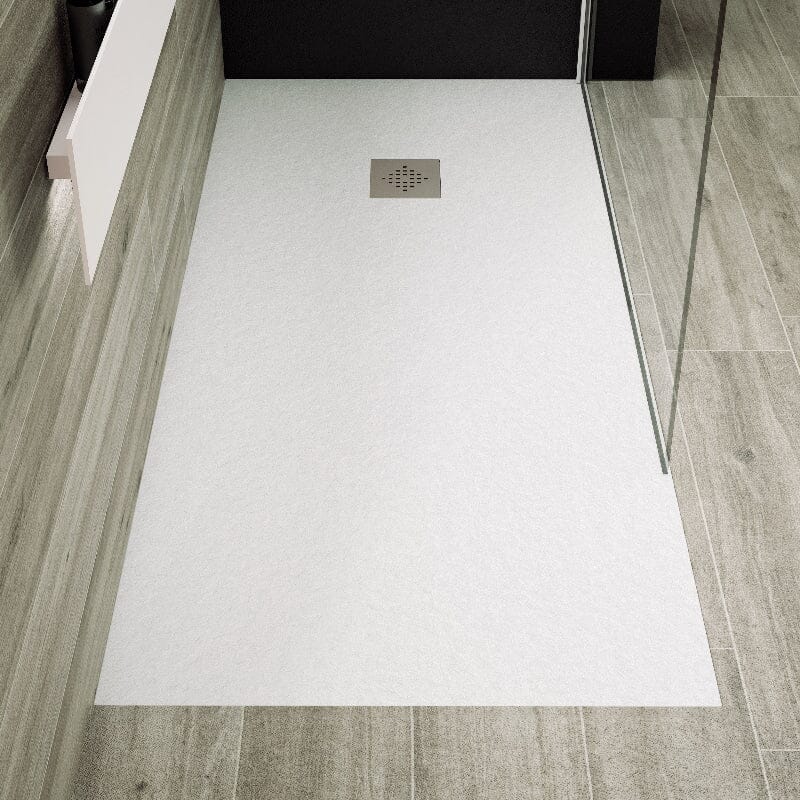 Piatto doccia ultrasottile PURE resina finitura ardesia bianco- Mondo del Bagno