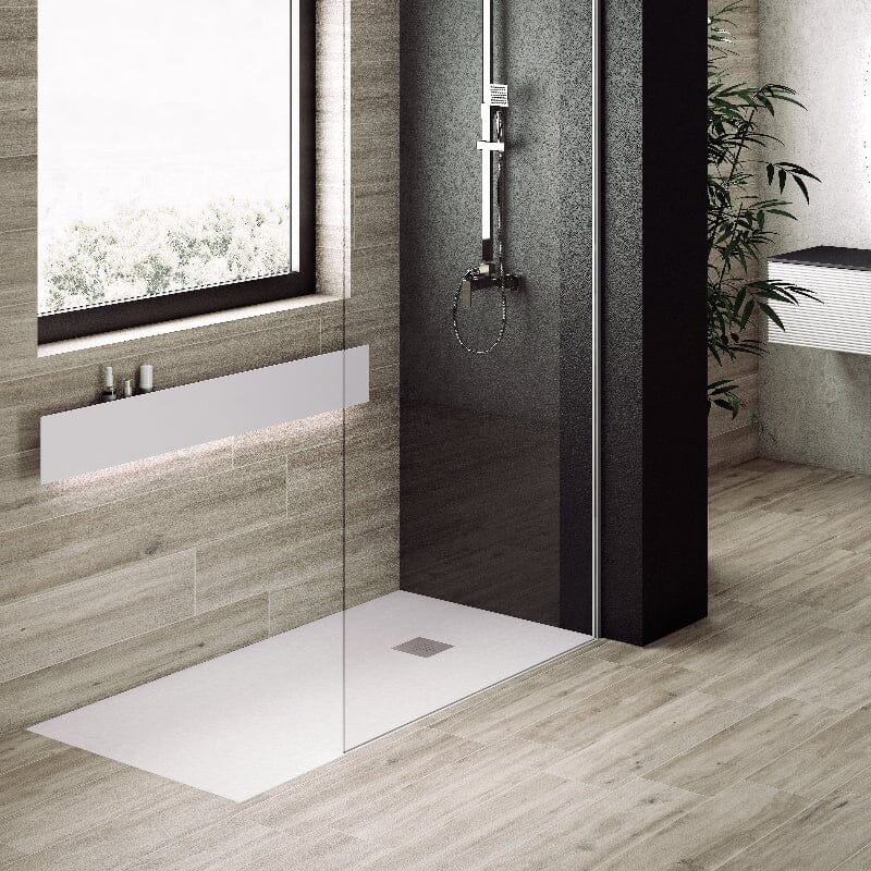 Piatto doccia ultrasottile PURE resina finitura ardesia bianco- Mondo del Bagno