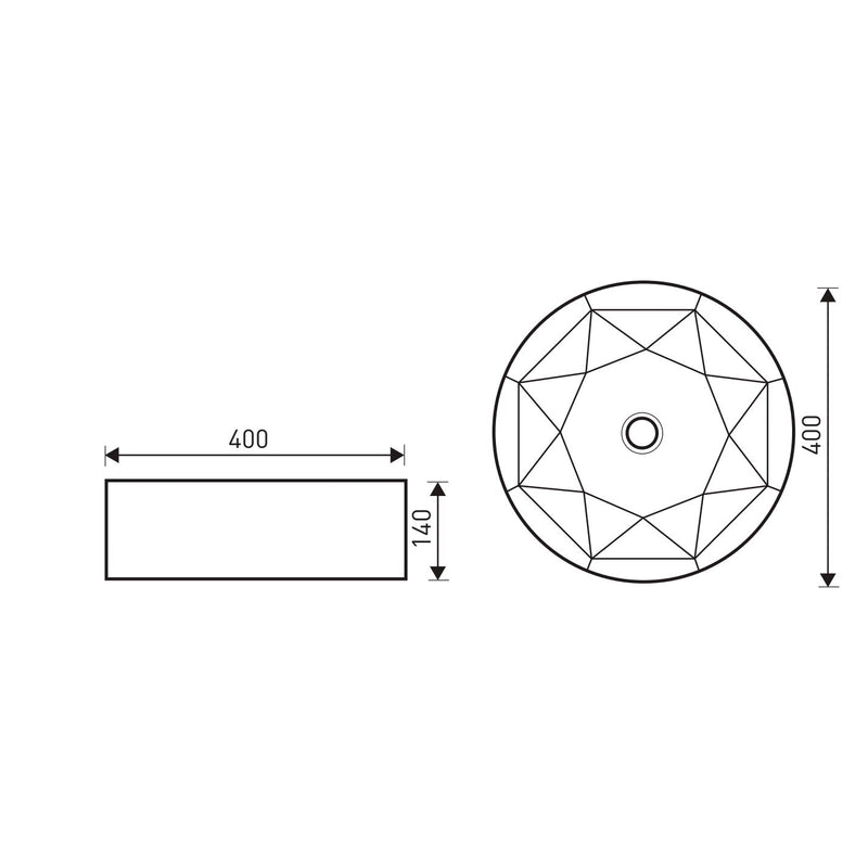 Dimensions Vasque à poser ronde en céramique ELYNA