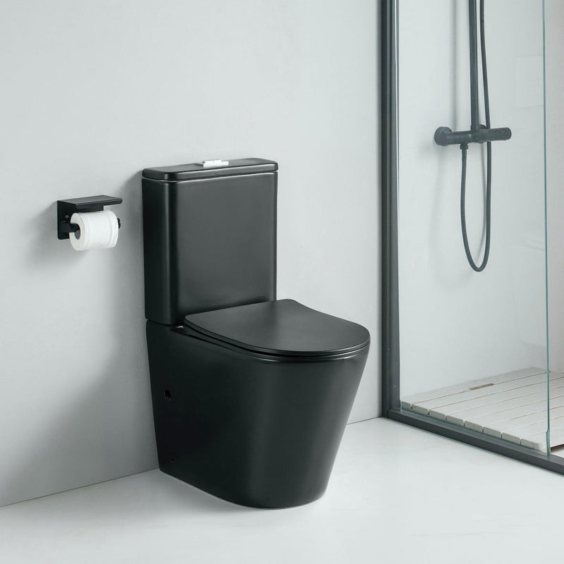 Sanitario WC a terra di stile design CIPOLI in ceramica, nero opaco - Mondo del Bagno