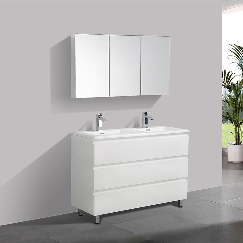 Mobile bagno doppio lavabo VERONA larghezza 120 cm, laccato bianco