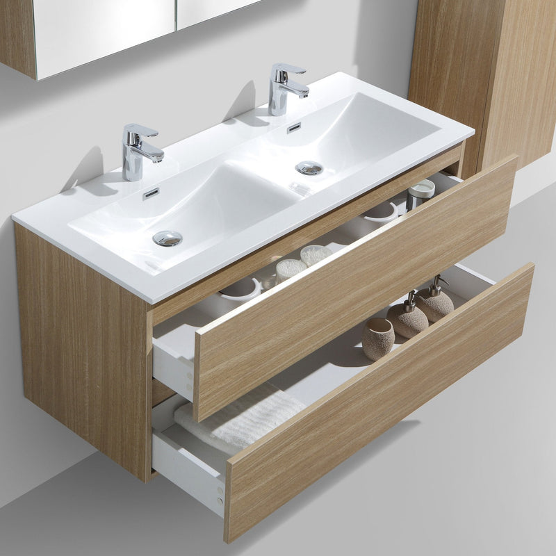 Mobile bagno design double vasque SIENA larghezza 120 cm, chêne clair - Il Mondo del Bagno