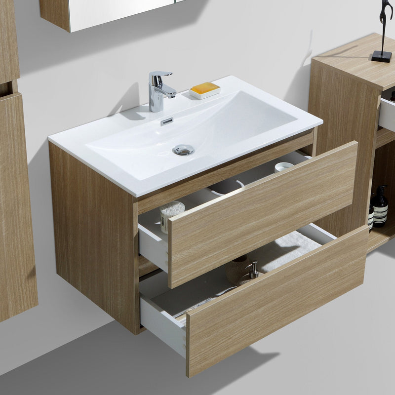 Mobile bagno design simple vasque SIENA larghezza 80 cm, chêne clair - Il Mondo del Bagno