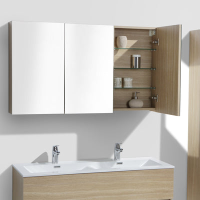 Armadio de toilette bloco specchio SIENA larghezza 120 cm, chêne clair - Il Mondo del Bagno