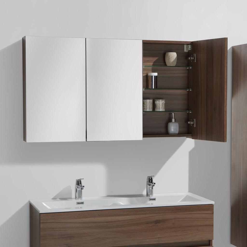 Armadietto da bagno a specchio SIENA 120 cm - noce – Mondo del Bagno