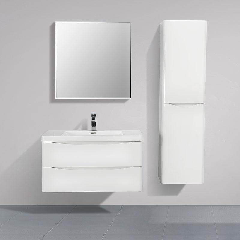 Mobile bagno singolo lavabo PIACENZA larghezza 90 cm, laccato bianco