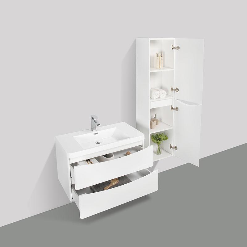 Mobile bagno singolo lavabo PIACENZA larghezza 90 cm, laccato bianco