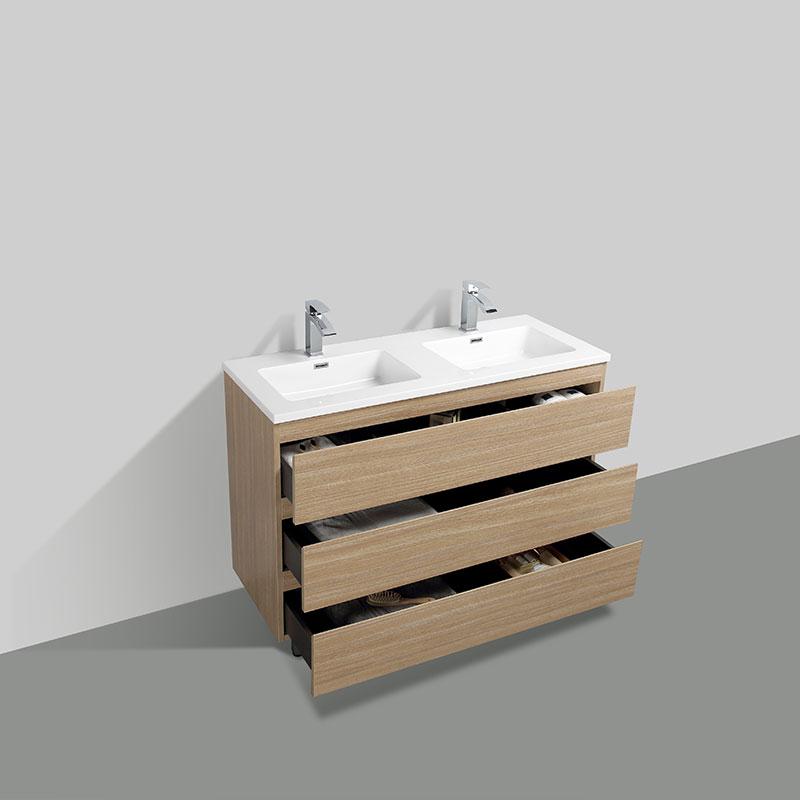 Mobile bagno doppio lavabo VERONA larghezza 120 cm, rovere chiaro con venatura