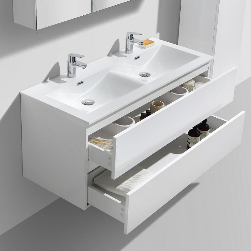 Mobile bagno design double vasque SIENA larghezza 120 cm, bianco Lacato é - Il Mondo del Bagno