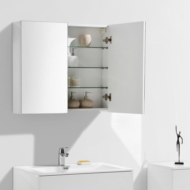 Armadio de toilette bloco specchio SIENA larghezza 80 cm, bianco Lacato é - Il Mondo del Bagno