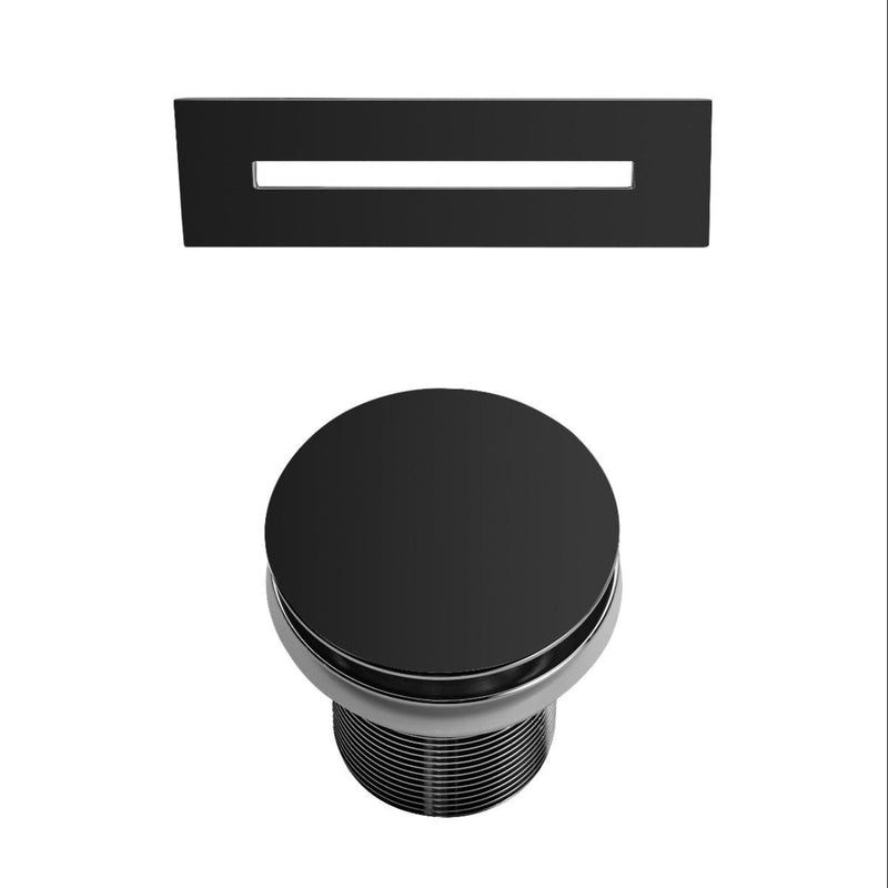 Piletta e coperchio troppopieno, nero opaco, per vasca ad isola di design