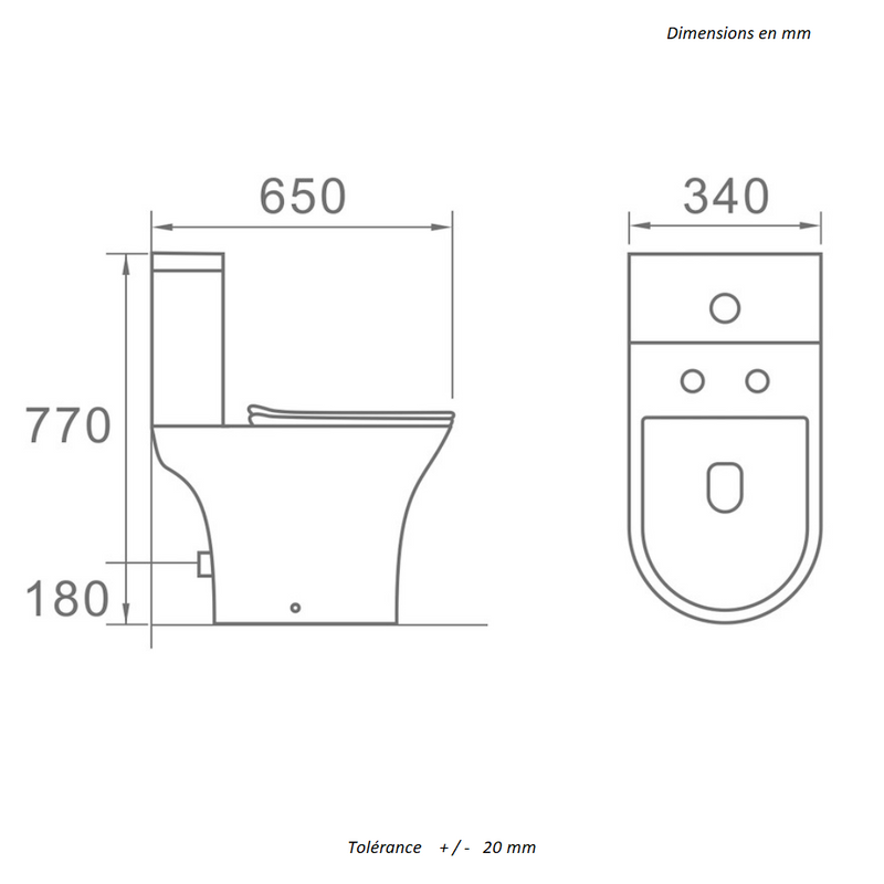 Dimensioni - Sanitario WC a terra di stile design CLORINDA in ceramica - Mondo del Bagno