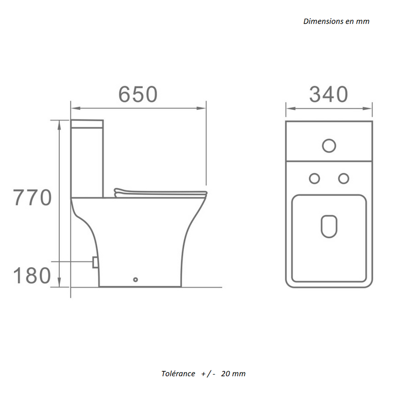Dimensioni - Sanitario WC a terra di stile design LUJA in ceramica - Mondo del Bagno