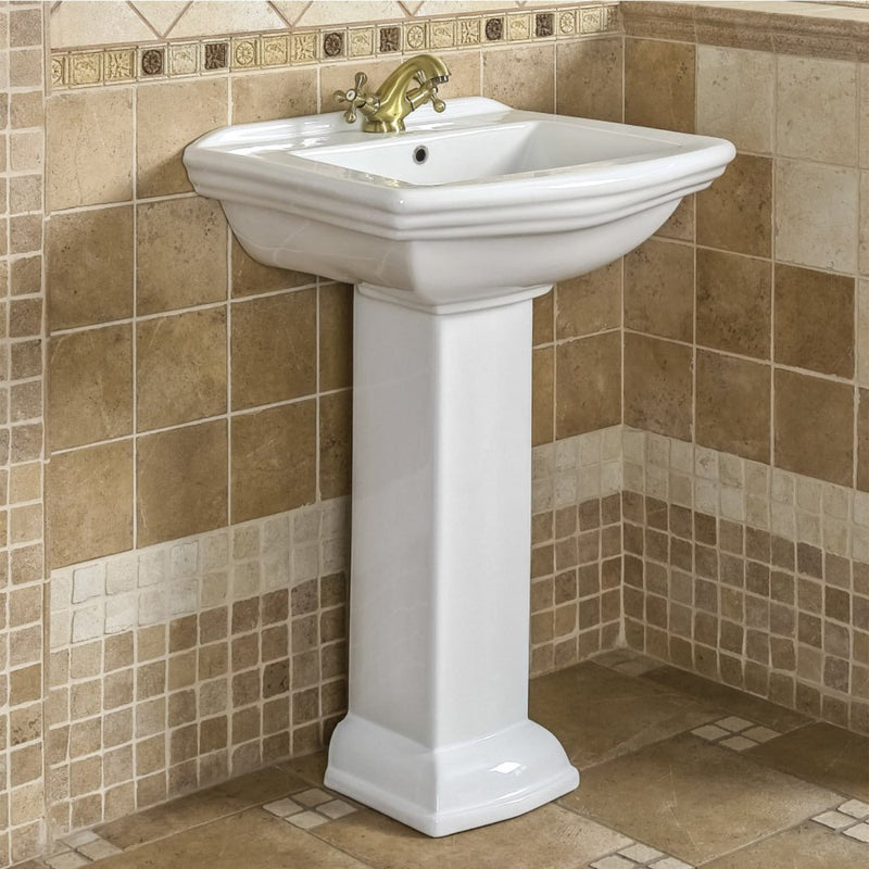 Lavabo retrò su colonna DERBY 60 cm in ceramica