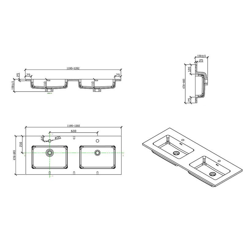 Mobile bagno doppio lavabo VERONA larghezza 120 cm, laccato bianco