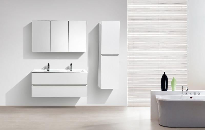 Mobile bagno design double vasque SIENA larghezza 120 cm, bianco Lacato é - Il Mondo del Bagno
