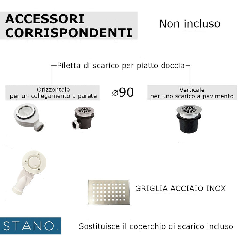 Kit Piatto doccia ultrasottile PIATTO grigio basalto + Colonna doccia termostatica